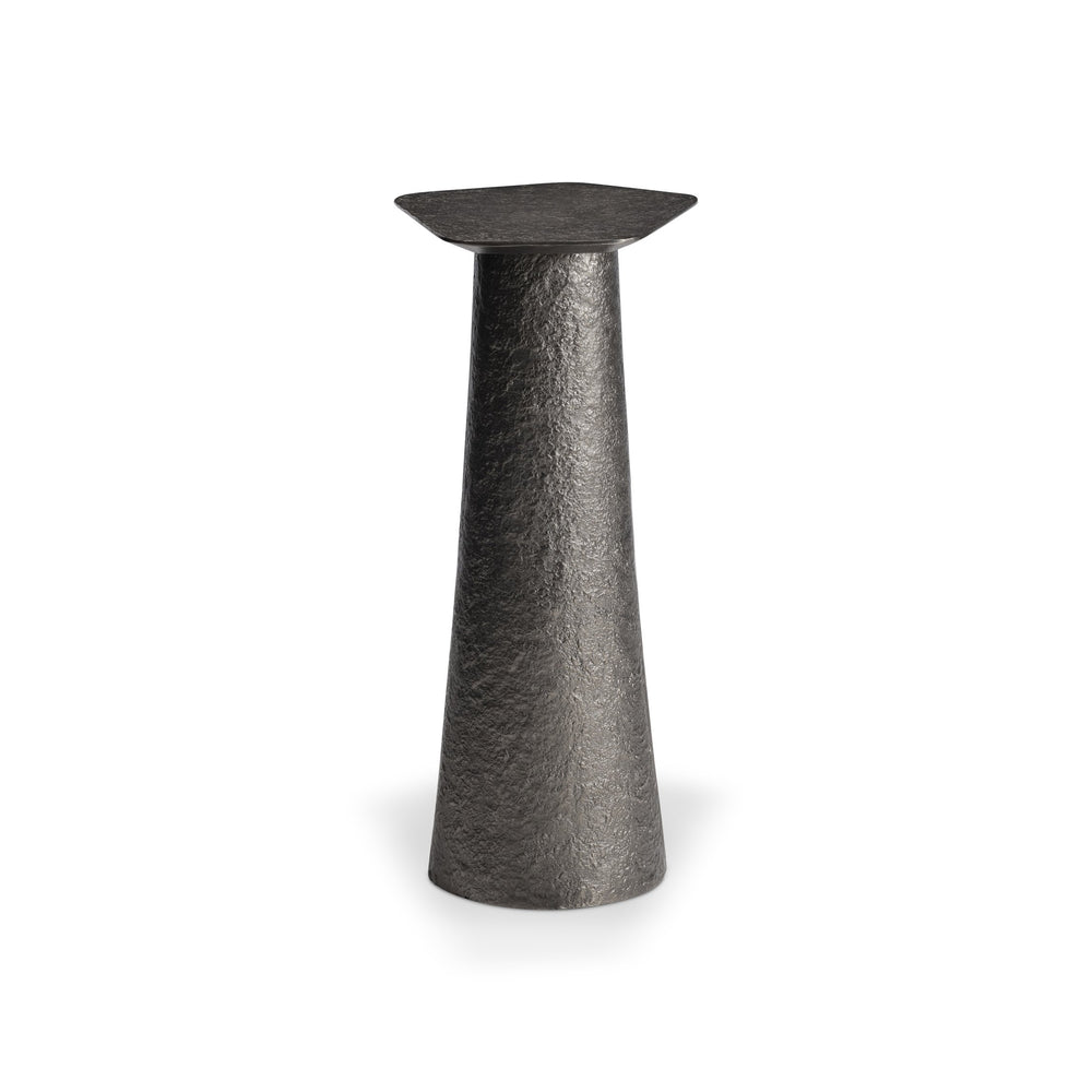 Bernhardt Lark Cast Aluminum Accent Table in Graphite — Sculptural Conical Base, Five-Sided Top, Durable Style 347421G