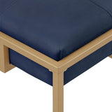 Homelegance By Top-Line Piper Gold Finish Velvet Button Tufted Rectangular Ottoman Blue Velvet