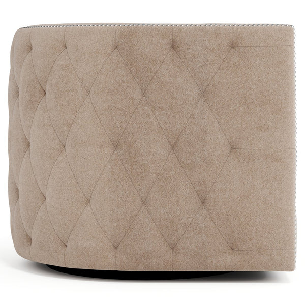 Bernhardt Bernhardt Barrel Swivel Chair In Beige Fabric With Button Tufting, Nailhead Trim & 360° Comfort B212SEA