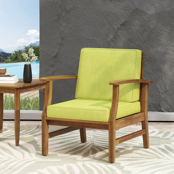 English Elm Perla Solid Acacia Outdoor Club Chair Slatted Hardwood Frame Resort Patio Seat 61442.00GRN