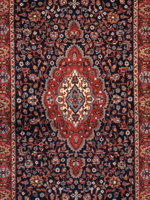 Pasargad Home Tabriz Hand-knotted Navy/Rose Wool Runner – Elegant 2' 6" X 12' Accent For Timeless Style   030053