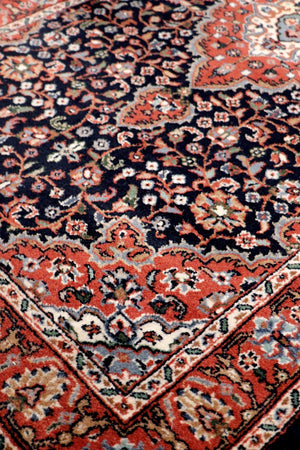 Pasargad Home Tabriz Hand-knotted Navy/Rose Wool Runner – Elegant 2' 6" X 12' Accent For Timeless Style   030053