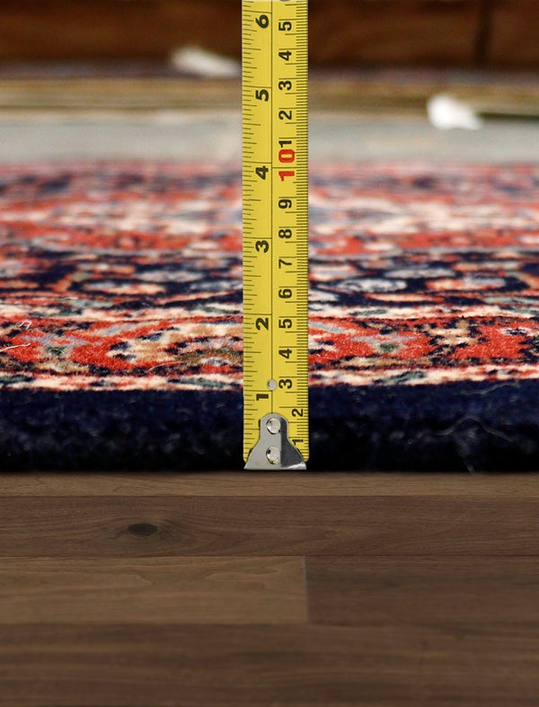 Pasargad Home Tabriz Hand-knotted Navy/Rose Wool Runner – Elegant 2' 6" X 12' Accent For Timeless Style   030053