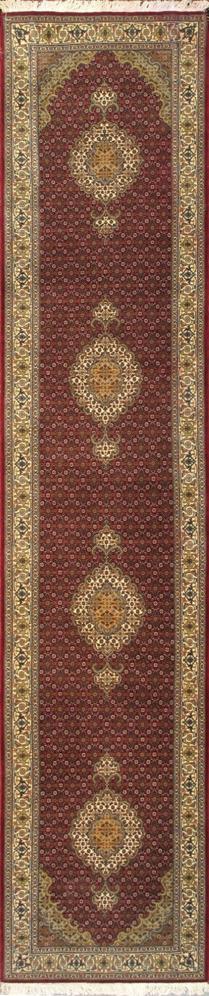 Pasargad Home Baku Hand-knotted Red Silk & Wool Runner - Luxurious Design For Timeless Elegance   Mahi Red 2.08x13