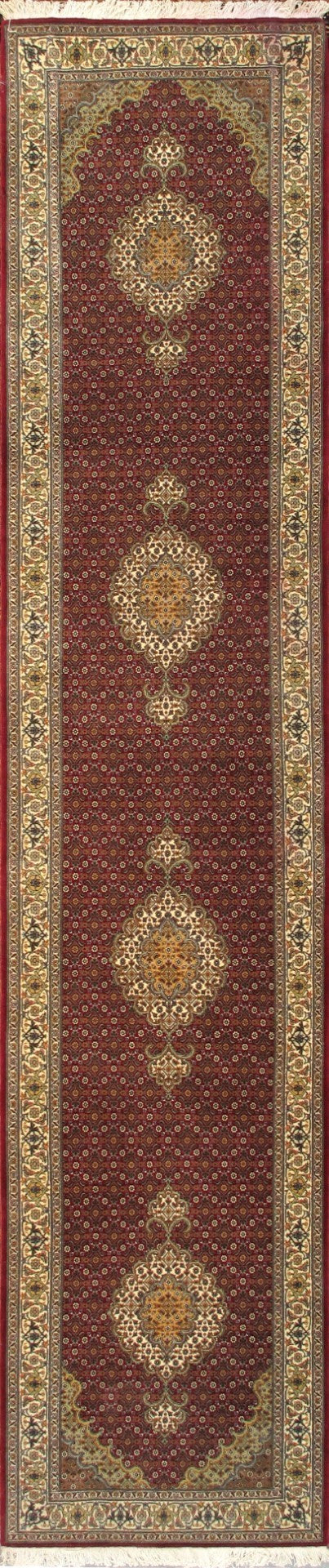 Pasargad Home Baku Hand-knotted Red Silk & Wool Runner - Luxurious Design For Timeless Elegance   Mahi Red 2.08x13