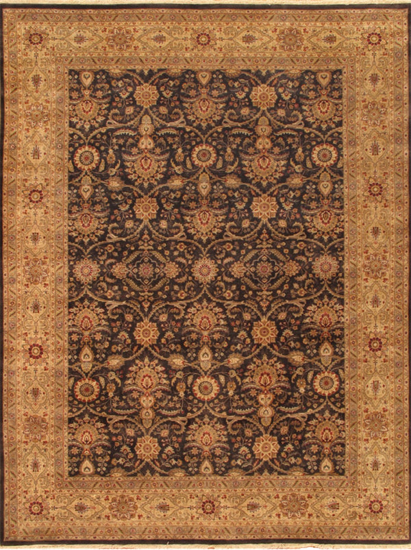 Pasargad Home Baku Collection Hand-knotted Lamb's Wool Area Rug For Timeless Elegance & Style   P-701 Black 9x12