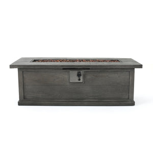 English Elm 56" Outdoor Rectangular Propane Fire Pit 50000 Btu Mgo Concrete Wood Grain Patio 57570.00GRY-50K