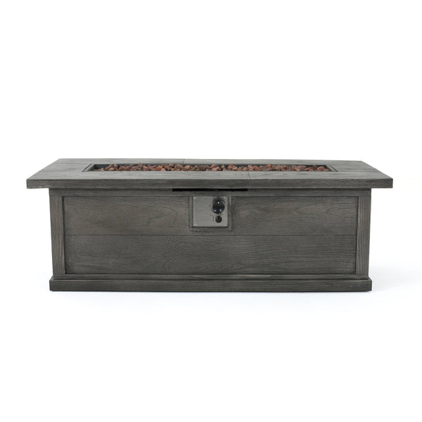 English Elm 56" Outdoor Rectangular Propane Fire Pit 50000 Btu Mgo Concrete Wood Grain Patio 57570.00GRY-50K