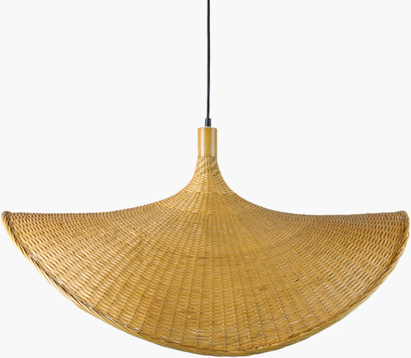 Surya Taiga Pendant Light - Rustic Industrial 24"L X 33"W X 87"H, Hand-painted Rattan For Unique Elegance Fixture, Black,Shade, Brown,Cord, Black Rattan Tag-001