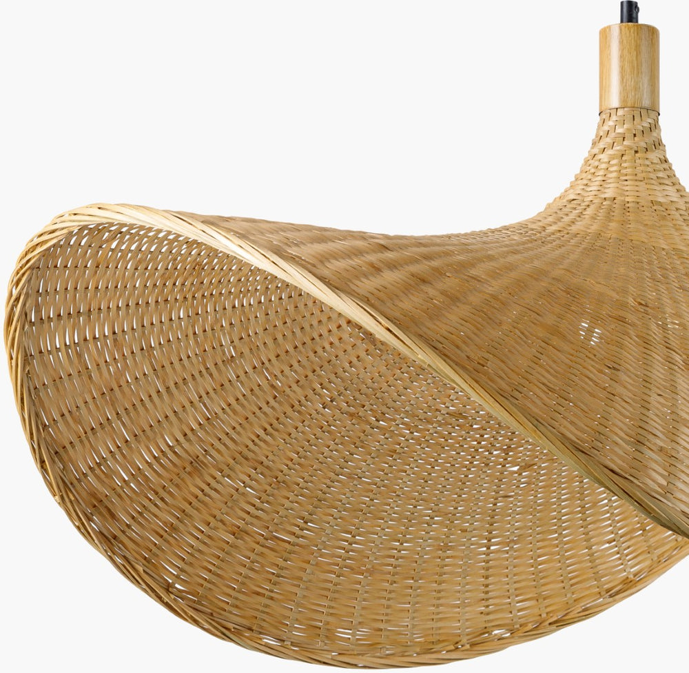 Surya Taiga Pendant Light - Rustic Industrial 24"L X 33"W X 87"H, Hand-painted Rattan For Unique Elegance Fixture, Black,Shade, Brown,Cord, Black Rattan Tag-001