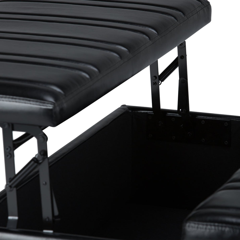 English Elm Ellis - Versatile Midnight Black Coffee Table Storage Ottoman With Lift-Top And Hidden Compartment B136P159156