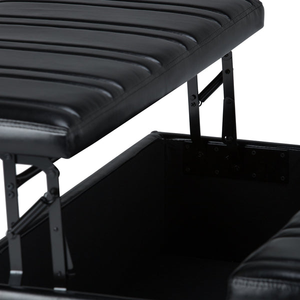 English Elm Ellis - Versatile Midnight Black Coffee Table Storage Ottoman With Lift-Top And Hidden Compartment B136P159156