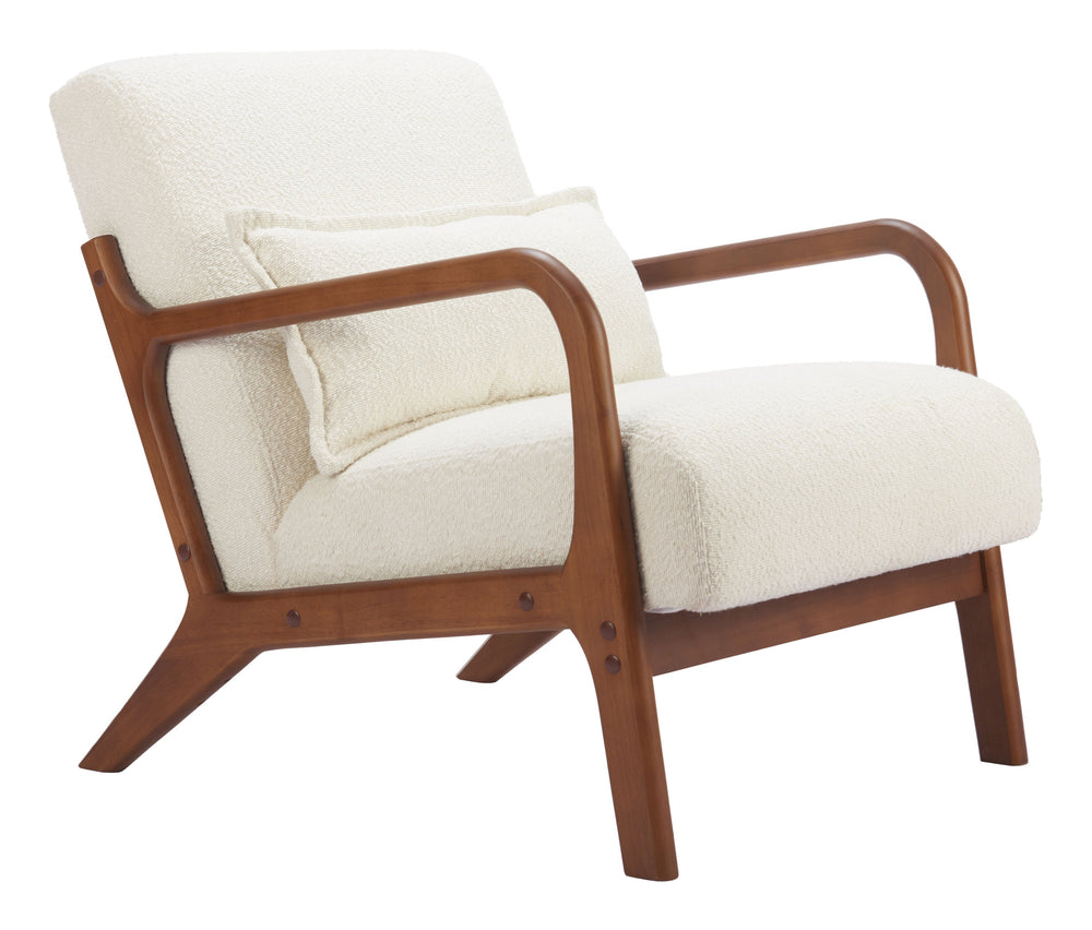 Zuo Modern Macio Accent Chair In Cream - Modern Elegance, Premium Fabric & Chic Design For Any Room White 100% Polyester,Plywood,Rubberwood 110571-zuo-modern