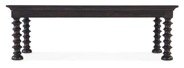 Hooker Furniture Big Sky Charred Timber Cocktail Table With Turned Legs, Pecky Hickory Veneer, Distressed Rustic Charm 6700-80310-98