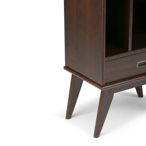 English Elm Draper Mid Century Bookcase & Storage Unit - Solid Rubberwood In Medium Auburn Brown Finish B136P158157