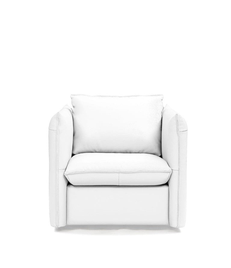 VIG Furniture Tamworth Modern White Italian Leather Swivel Lounge Chair — Rectilinear Design, 360° Metal Base, Luxurious Comfort VGEVN912-WHT-CH