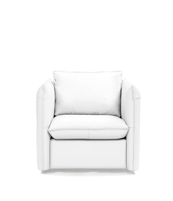 VIG Furniture Tamworth Modern White Italian Leather Swivel Lounge Chair — Rectilinear Design, 360° Metal Base, Luxurious Comfort VGEVN912-WHT-CH