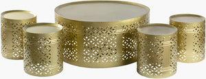 Surya Tanishq Five Piece Metal Coffee Table Set Geometric Modern Living Room Cluster TAN001-SET