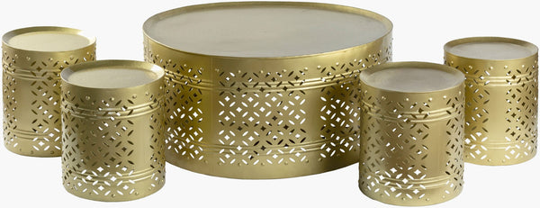 Surya Tanishq Five Piece Metal Coffee Table Set Geometric Modern Living Room Cluster TAN001-SET