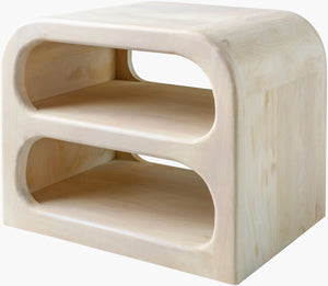 Surya Tana End Table - Bohemian Mango Wood Accent Piece For Unique Home Decor - Durable & Easy Care Top, Ivory,Base, Ivory Mango Wood,Mango Wood Tana001-222114