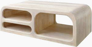 Surya Tana Bohemian Coffee Table - Handcrafted Mango Wood, 16"H X 48"W, Unique Global Charm For Living Room Top, Ivory,Base, Ivory Mango Wood,Mango Wood Tana002-164824