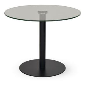 Soho Concept Tango Glass Dining Table - Sophisticated Clear Tempered Glass With Stylish Stainless Steel Base & Post Black  Soho-concept-dining-chair-13908