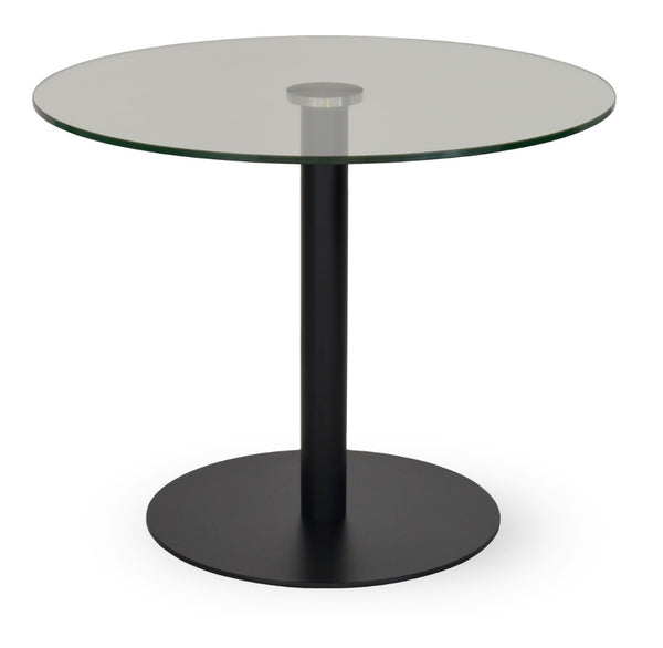 Soho Concept Tango Glass Dining Table - Sophisticated Clear Tempered Glass With Stylish Stainless Steel Base & Post Black  Soho-concept-dining-chair-13908