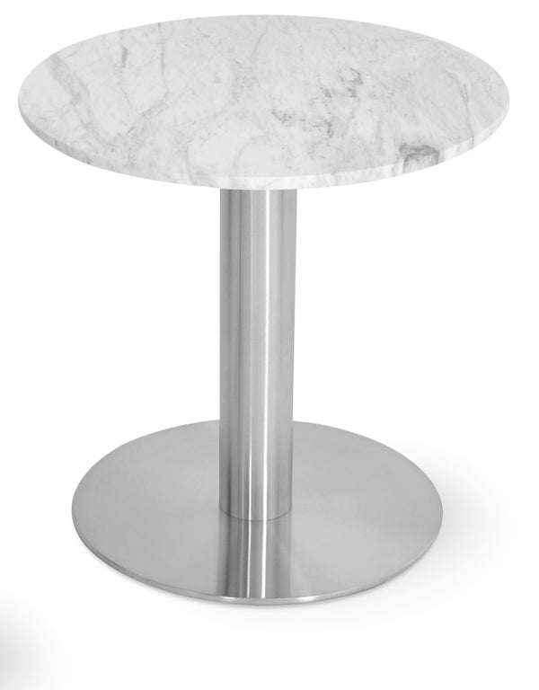 Soho Concept Tango Marble End Table - Elegant White Carrara Marble Top With Polished Stainless Steel Base & Post   Soho-concept-dining-chair-13972