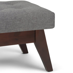 English Elm Draper - Stylish Mid-Century Tufted Ottoman Bench In Slate Grey For Versatile Home Decor Use B136P158192
