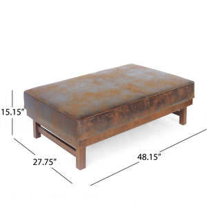 English Elm Christopher Knight Home® - OTTOMAN Modern Microfiber Upholstered Cocktail Bench with Plush Cushion Top for Seating & Décor Brown 62411.00BRN