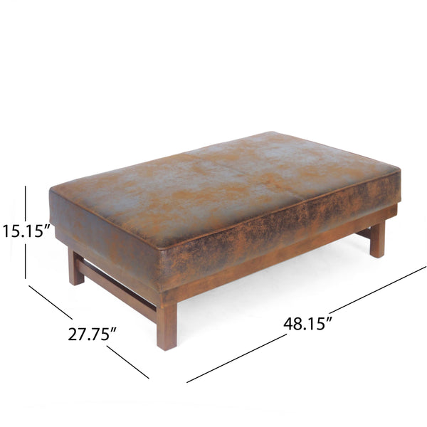 English Elm Christopher Knight Home® - OTTOMAN Modern Microfiber Upholstered Cocktail Bench with Plush Cushion Top for Seating & Décor Brown 62411.00BRN