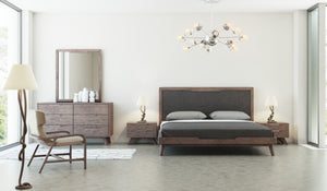 VIG Furniture Soria Mid-Century Walnut Dresser With 6 Smooth-Glide Drawers, Warm Veneer Finish & Stainless Handles VGMABR-32-DRS