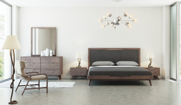 VIG Furniture Soria Mid-Century Walnut Dresser With 6 Smooth-Glide Drawers, Warm Veneer Finish & Stainless Handles VGMABR-32-DRS