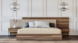 VIG Furniture Nova Domus Matteo Italian Modern Walnut & Fabric Bed + 2 Nightstands + Dresser Set VGACMATTEO-BEDNSD-SET