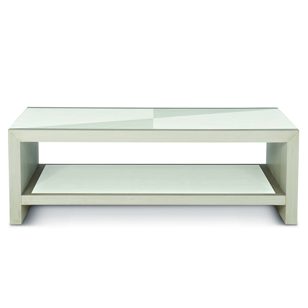 Bernhardt Bernhardt Axiom Cocktail Table — Triangular Veneer Pattern, Dual Low-Sheen Finishes, Open Shelf Elegance 381021