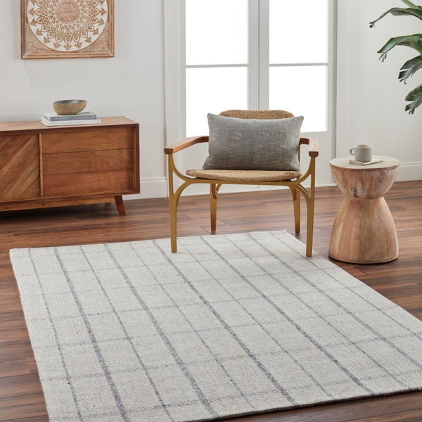 Livabliss Tartan Handwoven Flatweave Wool Viscose Rug Farmhouse Cottage Accent for Entryways Oatmeal, Slate 8' x 10' TAR2304-810