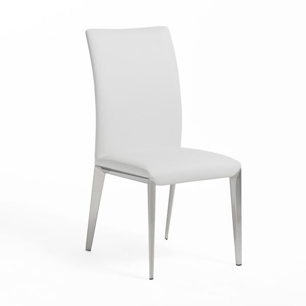 VIG Furniture Taryn Modern Minimalist Seating Set Of 2 With Stainless Triangular Frame And Easy-Clean Leatherette Upholstery White Dining Chair VGVC-B803-WHT