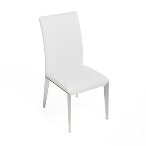VIG Furniture Taryn Modern Minimalist Seating Set Of 2 With Stainless Triangular Frame And Easy-Clean Leatherette Upholstery White Dining Chair VGVC-B803-WHT
