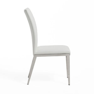 VIG Furniture Taryn Modern Minimalist Seating Set Of 2 With Stainless Triangular Frame And Easy-Clean Leatherette Upholstery White Dining Chair VGVC-B803-WHT