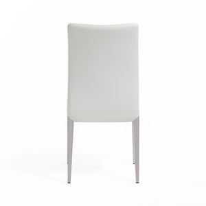 VIG Furniture Taryn Modern Minimalist Seating Set Of 2 With Stainless Triangular Frame And Easy-Clean Leatherette Upholstery White Dining Chair VGVC-B803-WHT