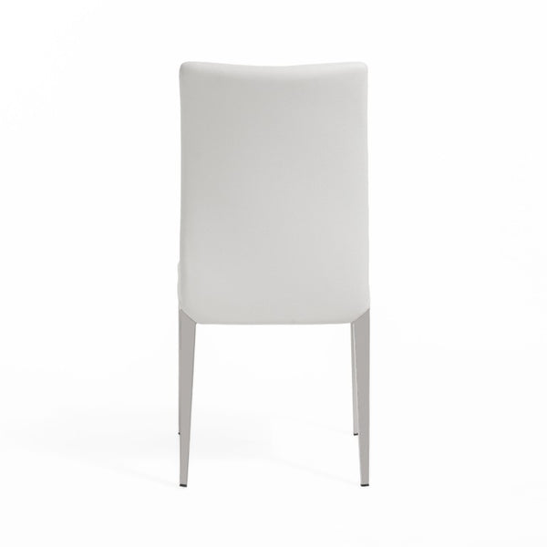 VIG Furniture Taryn Modern Minimalist Seating Set Of 2 With Stainless Triangular Frame And Easy-Clean Leatherette Upholstery White Dining Chair VGVC-B803-WHT