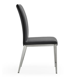 VIG Furniture Taryn Modern Minimalist Seating Set Of 2 With Stainless Triangular Frame And Easy-Clean Leatherette Upholstery Dark Grey Dining Chair VGVC-B803-DKGRY