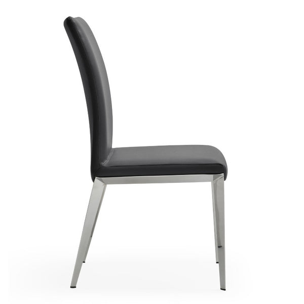 VIG Furniture Taryn Modern Minimalist Seating Set Of 2 With Stainless Triangular Frame And Easy-Clean Leatherette Upholstery Dark Grey Dining Chair VGVC-B803-DKGRY