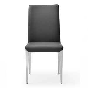 VIG Furniture Taryn Modern Minimalist Seating Set Of 2 With Stainless Triangular Frame And Easy-Clean Leatherette Upholstery Dark Grey Dining Chair VGVC-B803-DKGRY