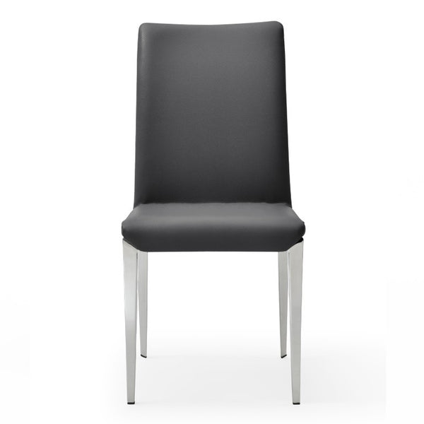 VIG Furniture Taryn Modern Minimalist Seating Set Of 2 With Stainless Triangular Frame And Easy-Clean Leatherette Upholstery Dark Grey Dining Chair VGVC-B803-DKGRY
