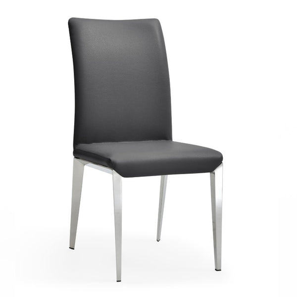 VIG Furniture Taryn Modern Minimalist Seating Set Of 2 With Stainless Triangular Frame And Easy-Clean Leatherette Upholstery Dark Grey Dining Chair VGVC-B803-DKGRY