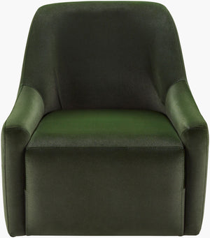 Surya Tasa Modern 33"H Swivel Chair With Stylish Faux Suede Upholstery & Sturdy Beech Wood Base Upholstery, Dark Green,Base, Green Faux Suede,Beechwood,Polyurethane Foam Tasa-001