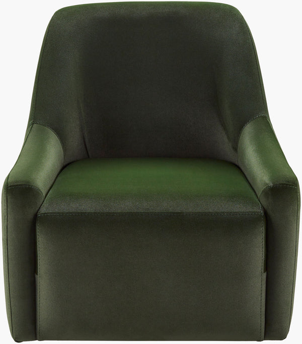 Surya Tasa Modern 33"H Swivel Chair With Stylish Faux Suede Upholstery & Sturdy Beech Wood Base Upholstery, Dark Green,Base, Green Faux Suede,Beechwood,Polyurethane Foam Tasa-001