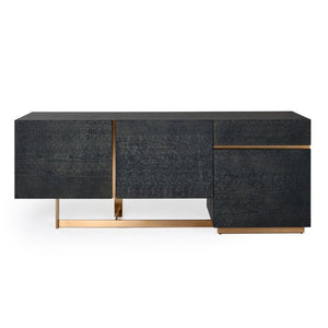 VIG Furniture Tasha Matte Black Ash Buffet With Brushed Gold Legs — 79" Modern Sideboard, Adjustable Storage VGVCG2308-BUF