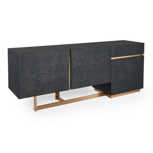 VIG Furniture Tasha Matte Black Ash Buffet With Brushed Gold Legs — 79" Modern Sideboard, Adjustable Storage VGVCG2308-BUF